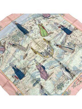 Hermes Scarf Carre 90 Blue Pink Multi COSTUMES DES DEPARTEMENTS